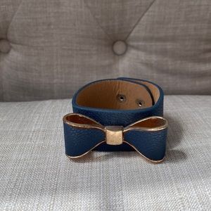 Navy and Gold Bow Bracelet